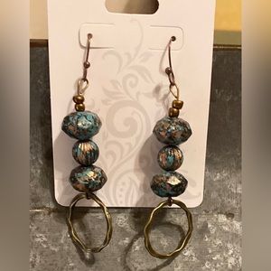 Turquoise & Bronze Earring (Handmade)